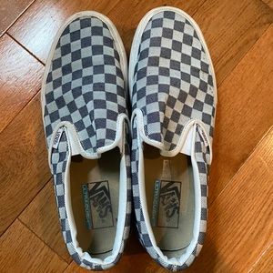 Denim checkered slip on Vans. Size 9.